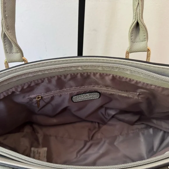 Gray Satchel with Gold Accents and Structured Design - Picture 9 of 11